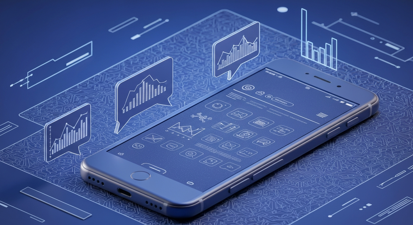Smartphone with WhatsApp chat showing AI budget insights
