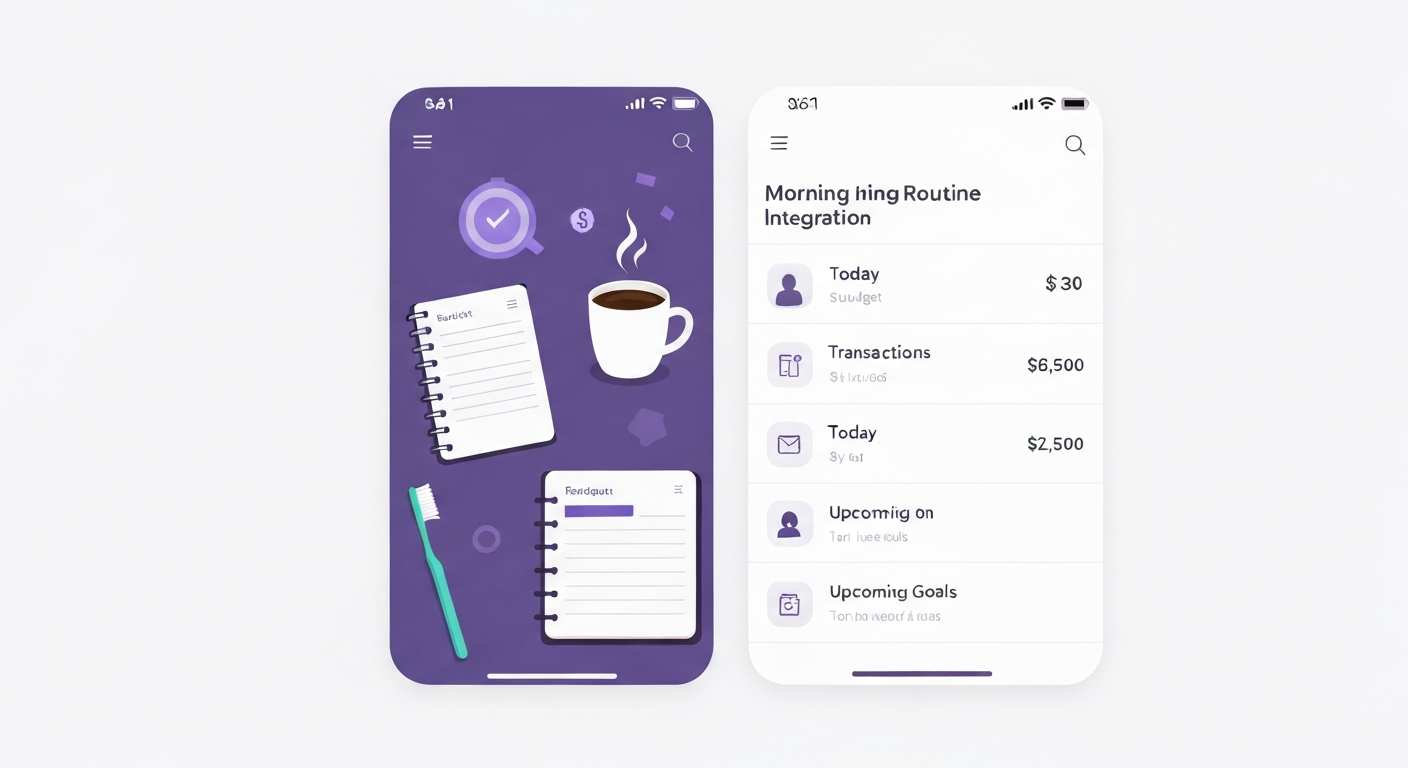 Daily money habit tracker with morning coffee