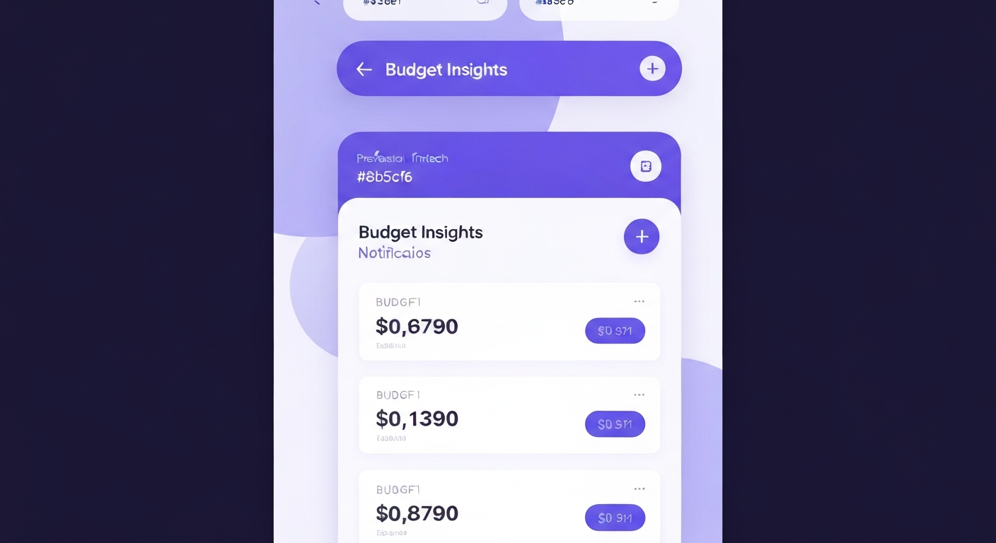 Mobile interface showing AI budget insights and notifications