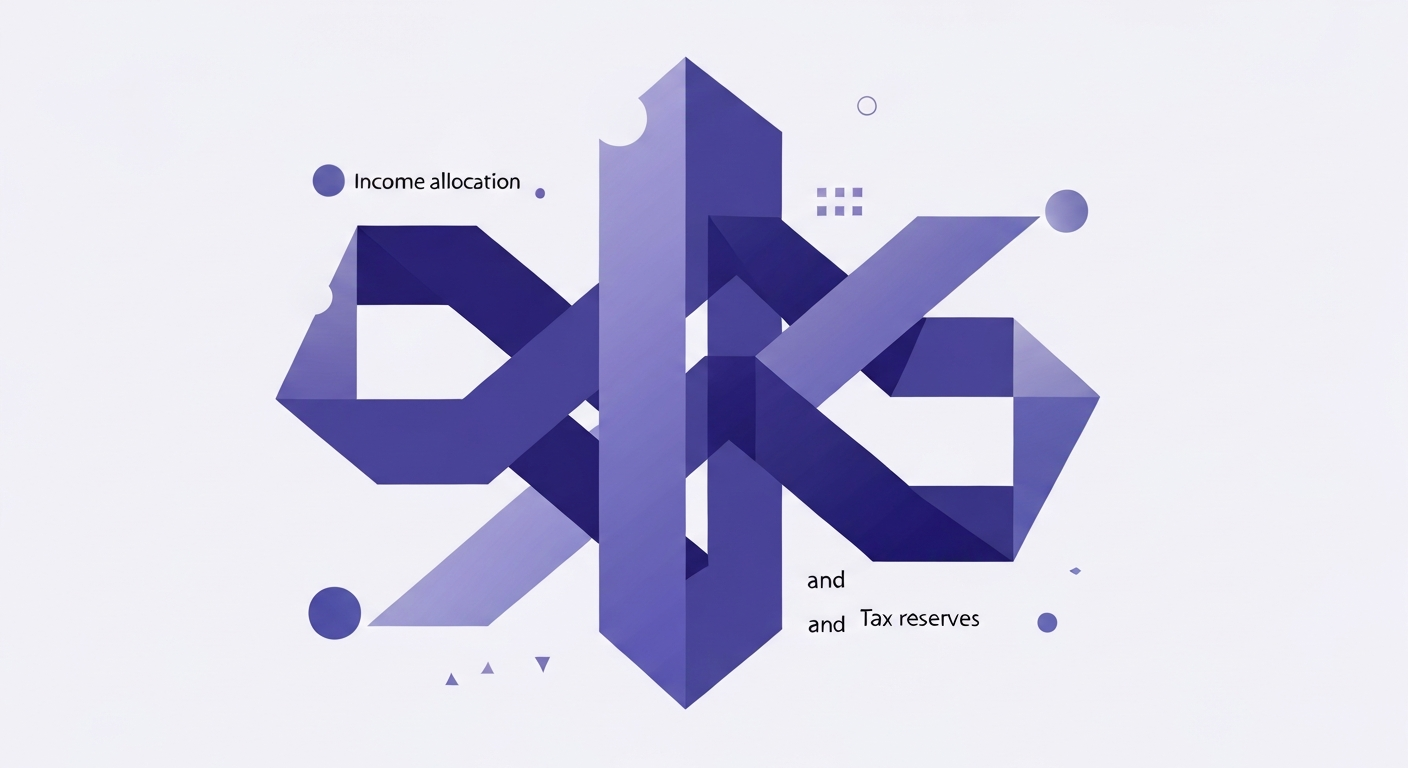 Income allocation diagram showing tax reserve percentages