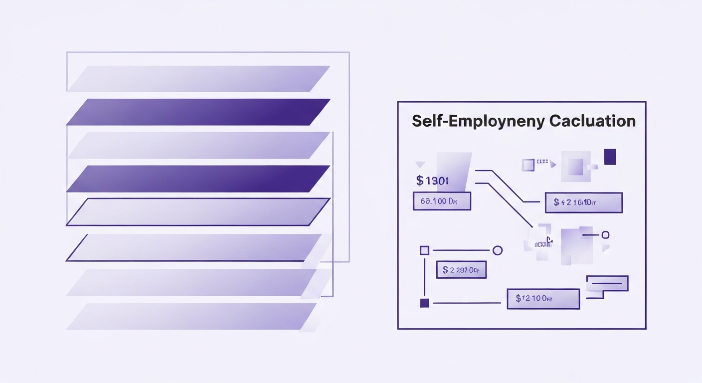 Tax bracket levels and self-employment tax calculation breakdown