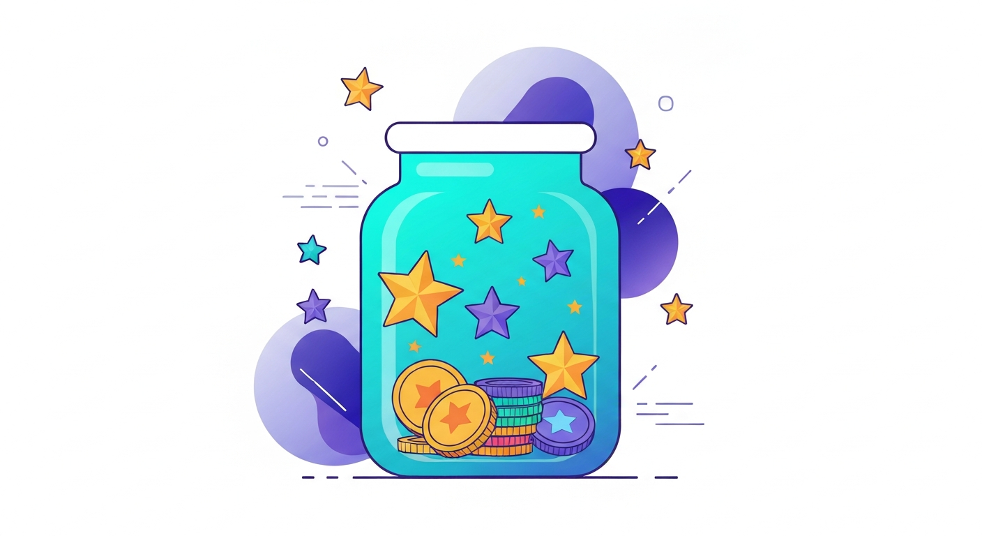 Savings goal tracker for kids with jar filling and star rewards